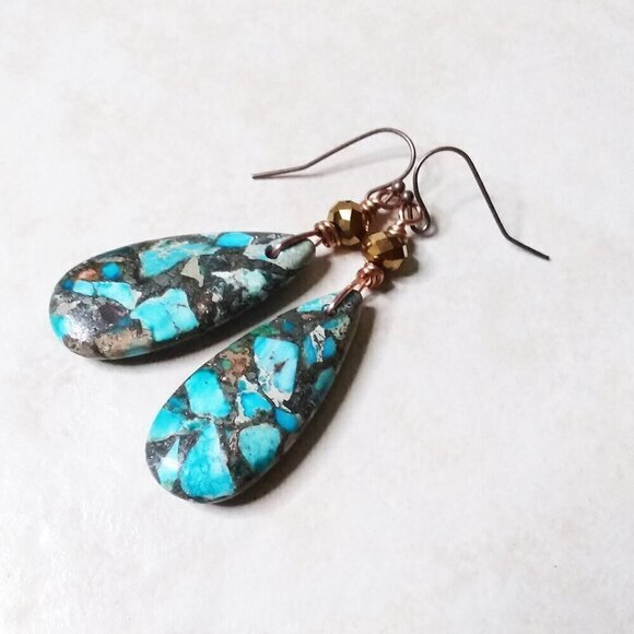 Hand Crafted Jewelry - Sea Sediment Jasper! X-Large Teardrop Earrings - SouthWestern + Costal Cowgirl